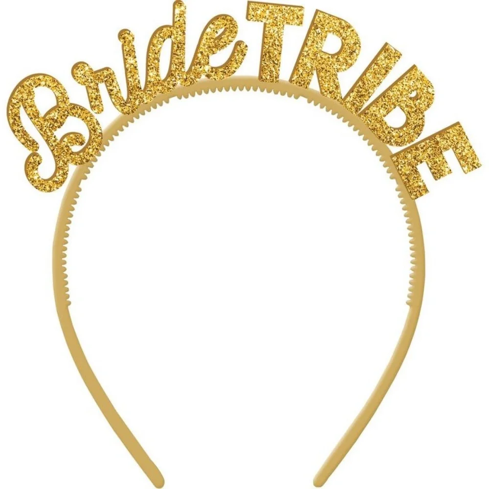 Pack of 6 Gold Glitter Bride Tribe Headband - bachelorette fun party favor